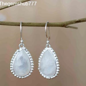 Moonstone Earrings ~ Sterling Silver 925 ~ June Birthstone ~ Gemstone ~ Dangle ~ Handmade ~ Jewelry ~ Tear Drop ~ Boho