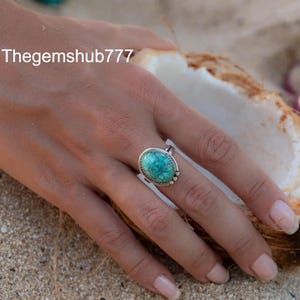 Anel de turquesa ~ Prata de lei 925 ~ Feito à mão ~ Declaração ~ Hippie ~ Boho ~ Joia ~ Presente para ela ~ Pedra preciosa ~ Pedra do mês de dezembro