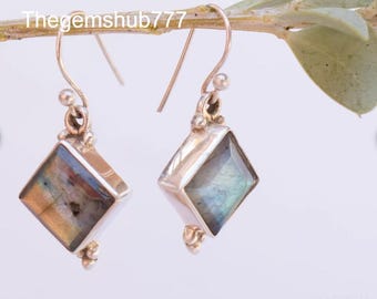 Labradorit Ohrhänger: Sterling Silber 925, Handgemachter Edelstein Schmuck