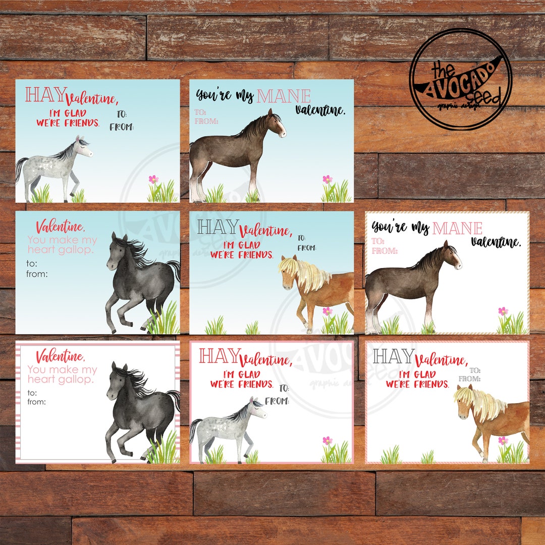 Horse Pony Valentine  Instant Download DIY Print or