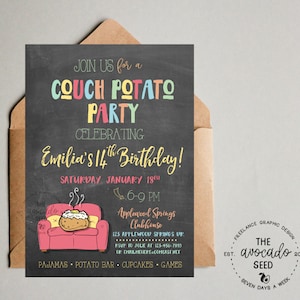 Couch Potato Potato Bar Invitation - Digital File or Prints