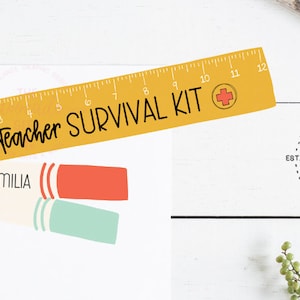 Teacher Survival Kit Tags (name optional, see description) - Instant Download