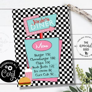 Sock Hop Menu - Corjl Version