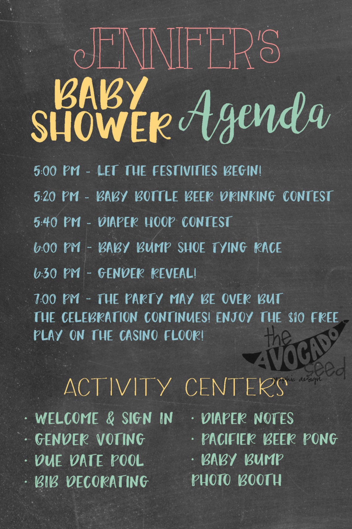 chalkboard-baby-shower-agenda-any-size-printable-digital-etsy