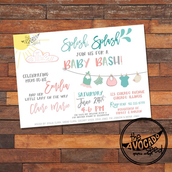Splish Splash Baby Bash Baby Shower Invitation Or Any Etsy Splish Splash Baby Bash Baby Shower Invitation Or Any Etsy
