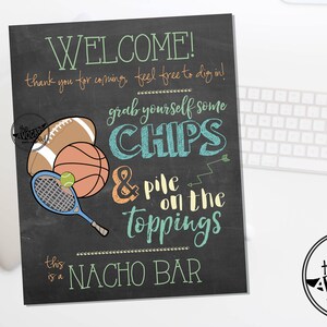 Sports Chalkboard Nacho Bar Sign - DIY Printing - INSTANT DOWNLOAD - 2 Sizes