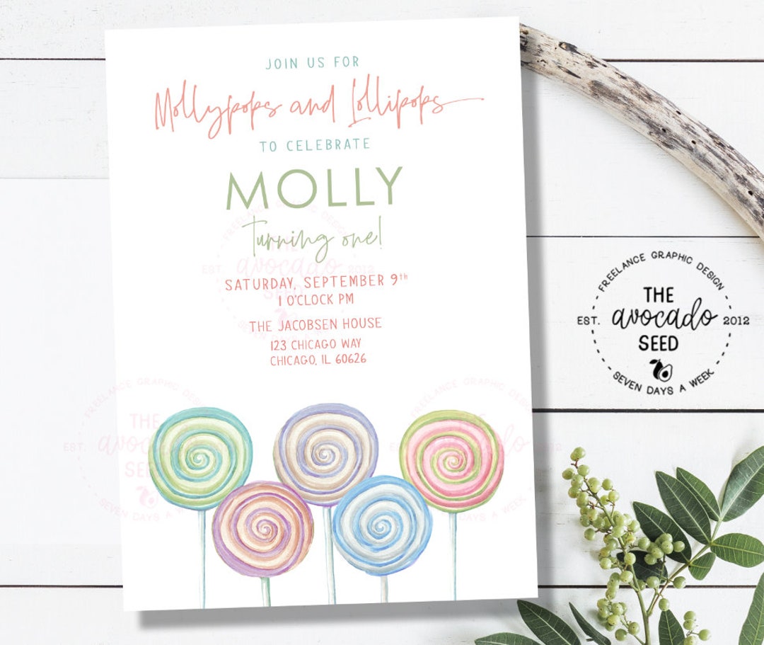 Lollipops Birthday Invitation DIY Printing or Professional Prints - Etsy