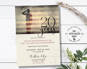 Military Theme (any event or celebration) Invitation - DIY Printing or Shipped Prints