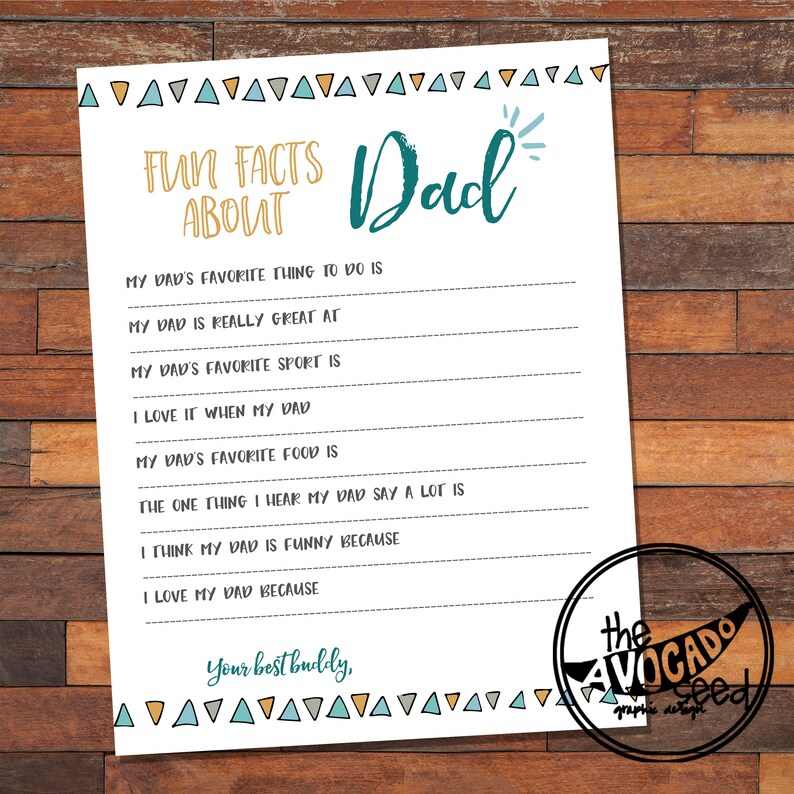 Fun Facts About Dad Printable For Fathers Day Dad s Etsy