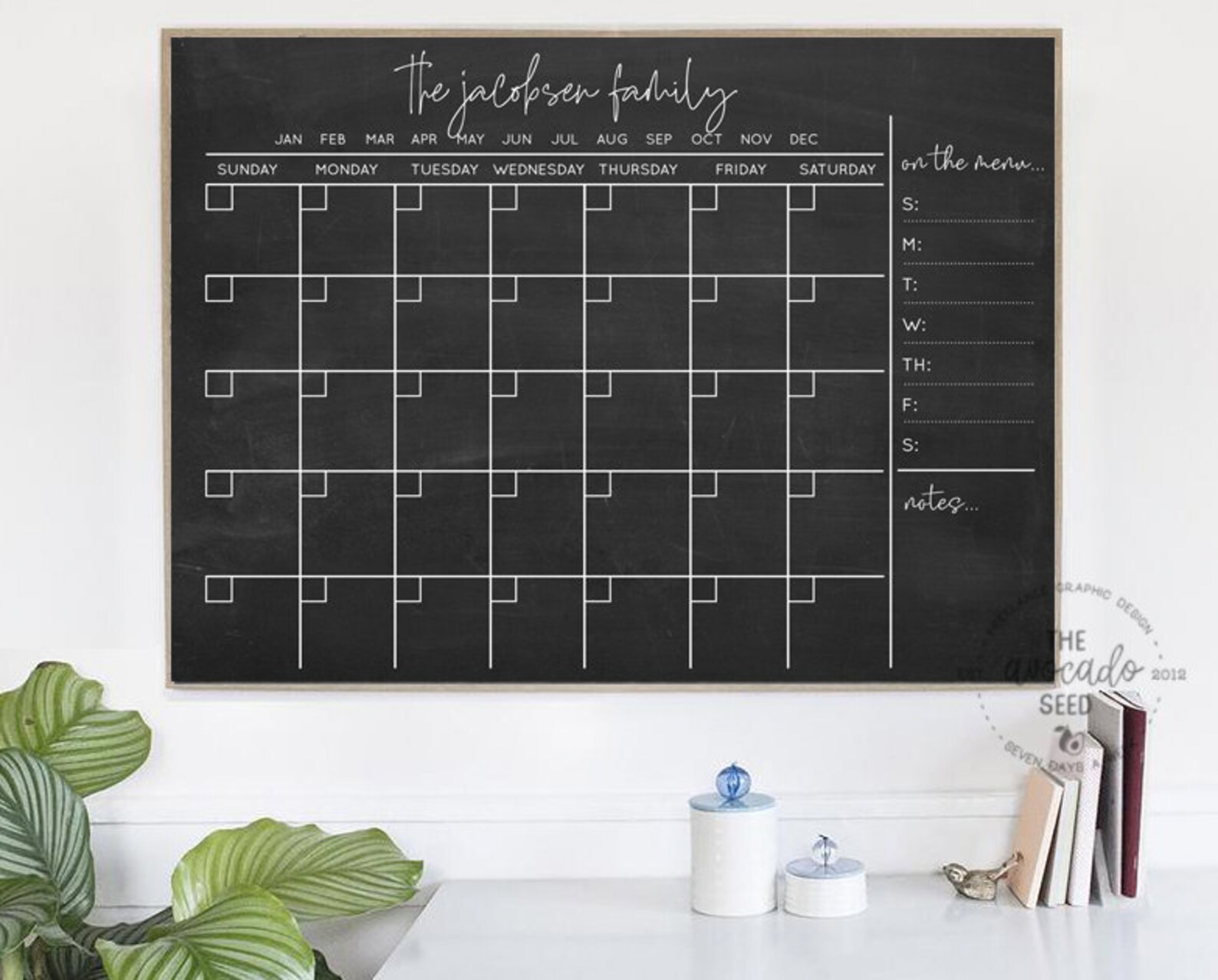 Modern Reusable Dry Erase Family Wall Calendar With Menu and Etsy