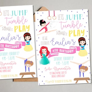 Princess Gymnastics Tumbling Invitation - Digital File or Prints