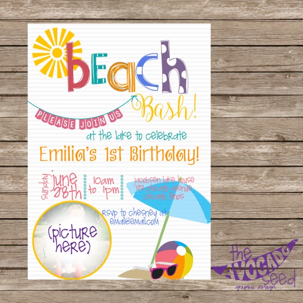 Fun Summer Beach Birthday Invitation (Birthday or any event!) - DIY Printing or Professional Prints