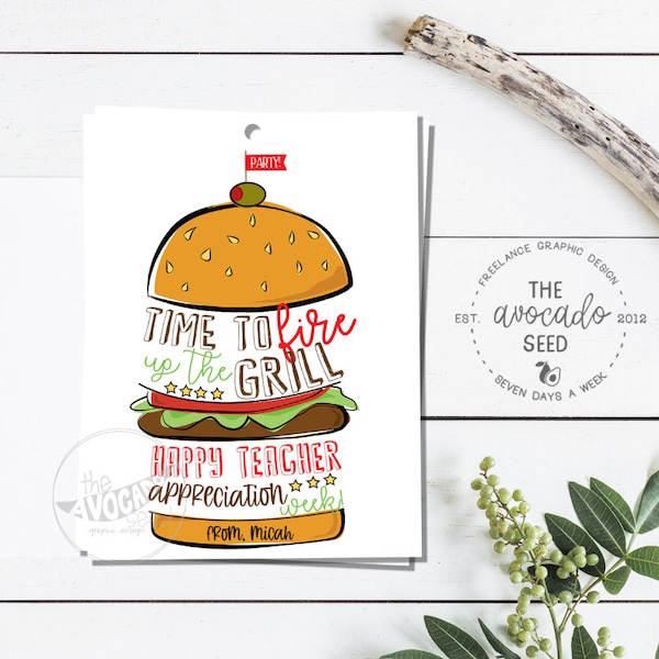 BBQ Cook Out Gift Tag | Teacher Appreciation - End of School Year - Instant download or Personalized emailed same day