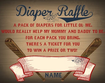 Vintage Baseball Baby Shower Diaper Raffle - INSTANT DOWNLOAD