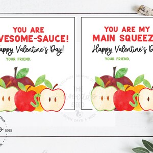 Applesauce Valentine Card Boy Girl Card - Instant download or Prints