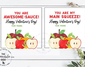 Applesauce Valentine Card Boy Girl Card - Instant download or Prints