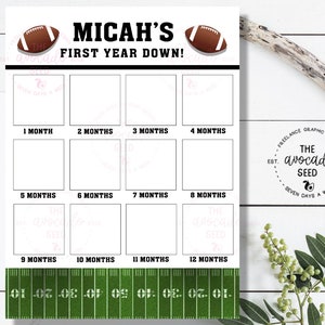 First Year Down Football Birthday Stats Milestone Art - Digital File for you to DIY Print