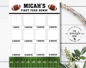 First Year Down Football Birthday Stats Milestone Art - Digital File for you to DIY Print