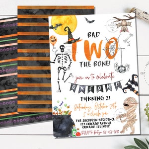 Bad TWO the Bone Party Invitation - Digital File or Prints