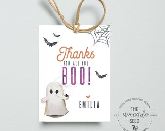 Thanks for all you Boo! Halloween, Cute Spooky Season Gift Tags - Instant Download