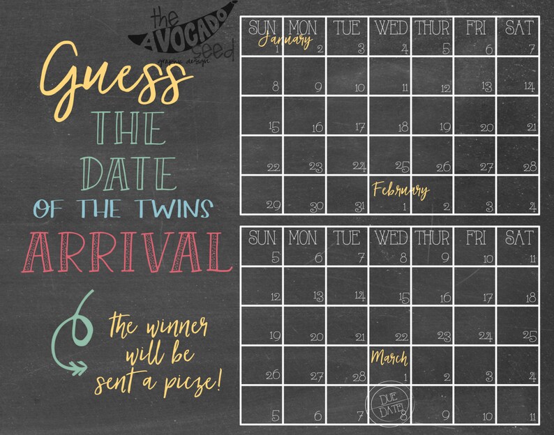 Guess The Due Date ANY SIZE Printable DIY Printing Etsy Guess the due date any size printable diy printing etsy