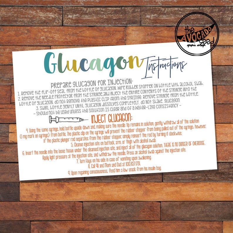Glucagon Type One Diabetes Instructions INSTANT DOWNLOAD or | Etsy