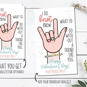 Friendship Bracelet Valentine - Instant download (see description for prints)