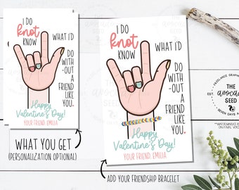 Friendship Bracelet Valentine - Instant download (see description for prints)