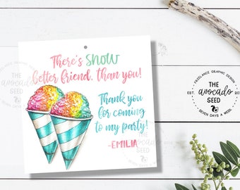 Snow Cone Birthday Favor Tag - Same day email, digital delivery