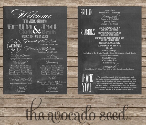 Modern Rustic Mix Chalkboard Wedding Ceremony Programs Etsy