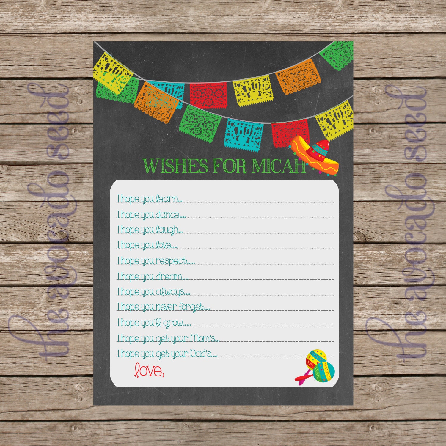 Baby Advice and Well Wishes Fiesta Mexican Spanish - Etsy