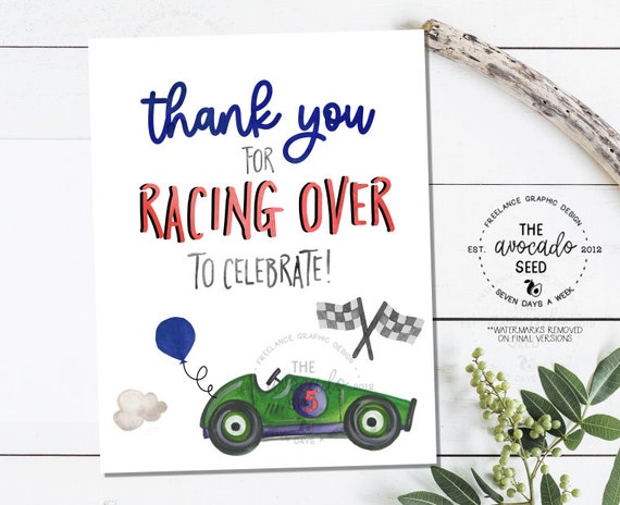 Thank You Racers Racing Birthday Thank You Card Digital File or Prints | Etsy