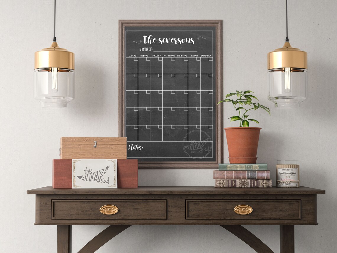 Reusable Dry Erase Family Wall Calendar DIY Printing Only Etsy