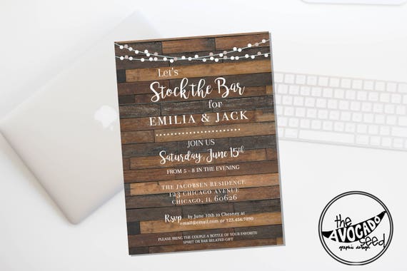 Rustic Cafe Lights Stock the Bar (or any event) Invitation - DIY Printing or Professional Prints via Convo!