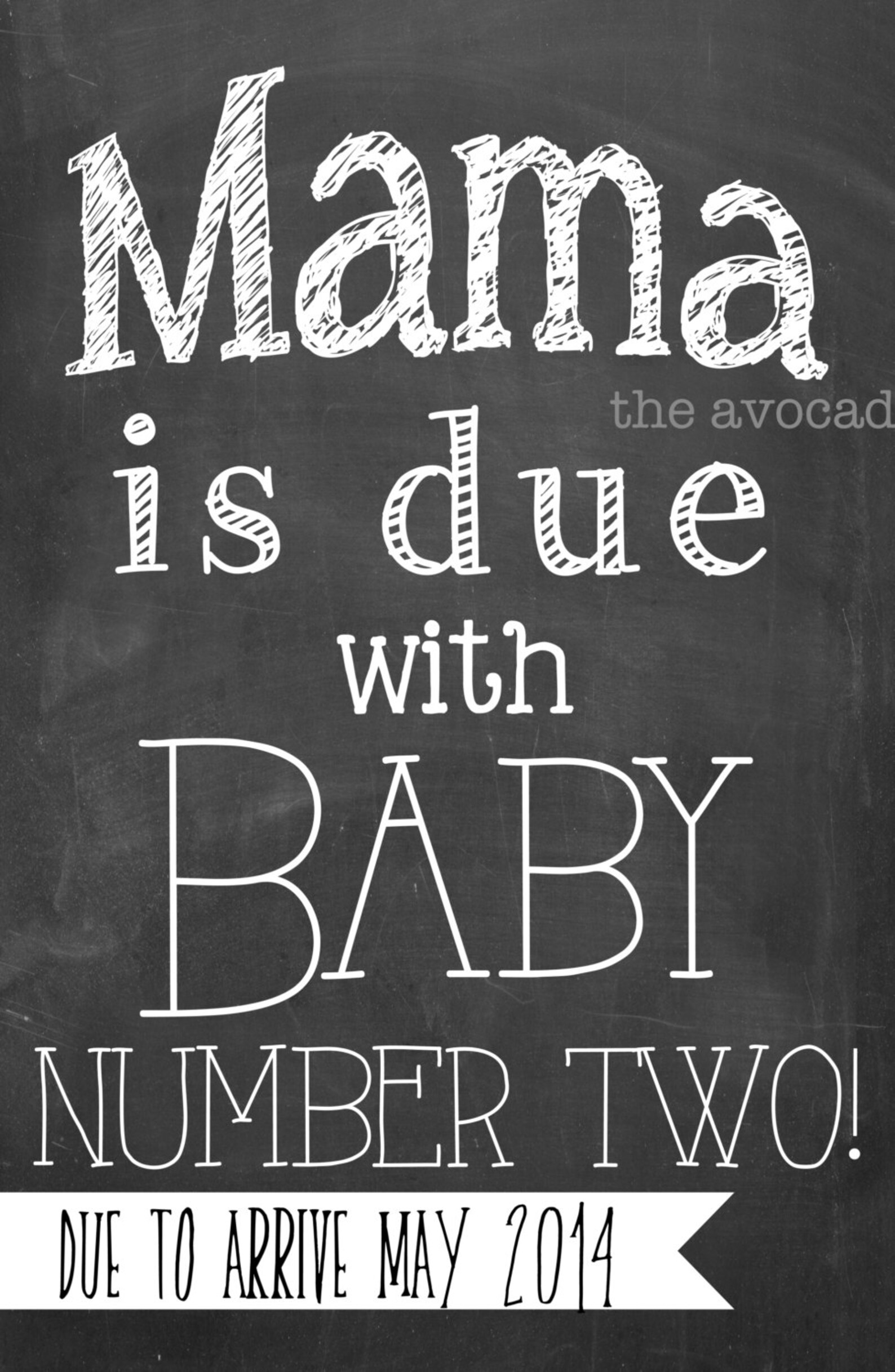 2nd Baby Chalkboard Announcement Art Etsy