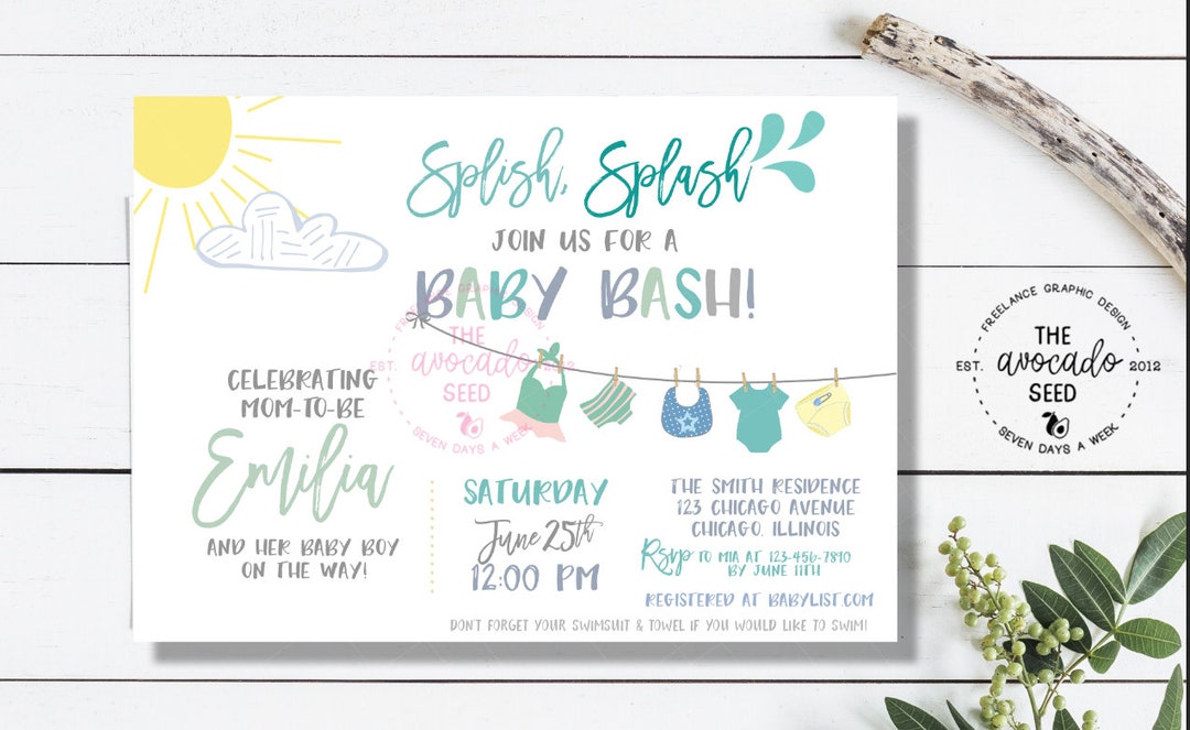 Splish Splash Baby Bash - Baby Shower Invitation - Digital File or ...