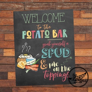 Chalkboard Potato Bar Sign - Digital File - INSTANT DOWNLOAD - 2 Sizes