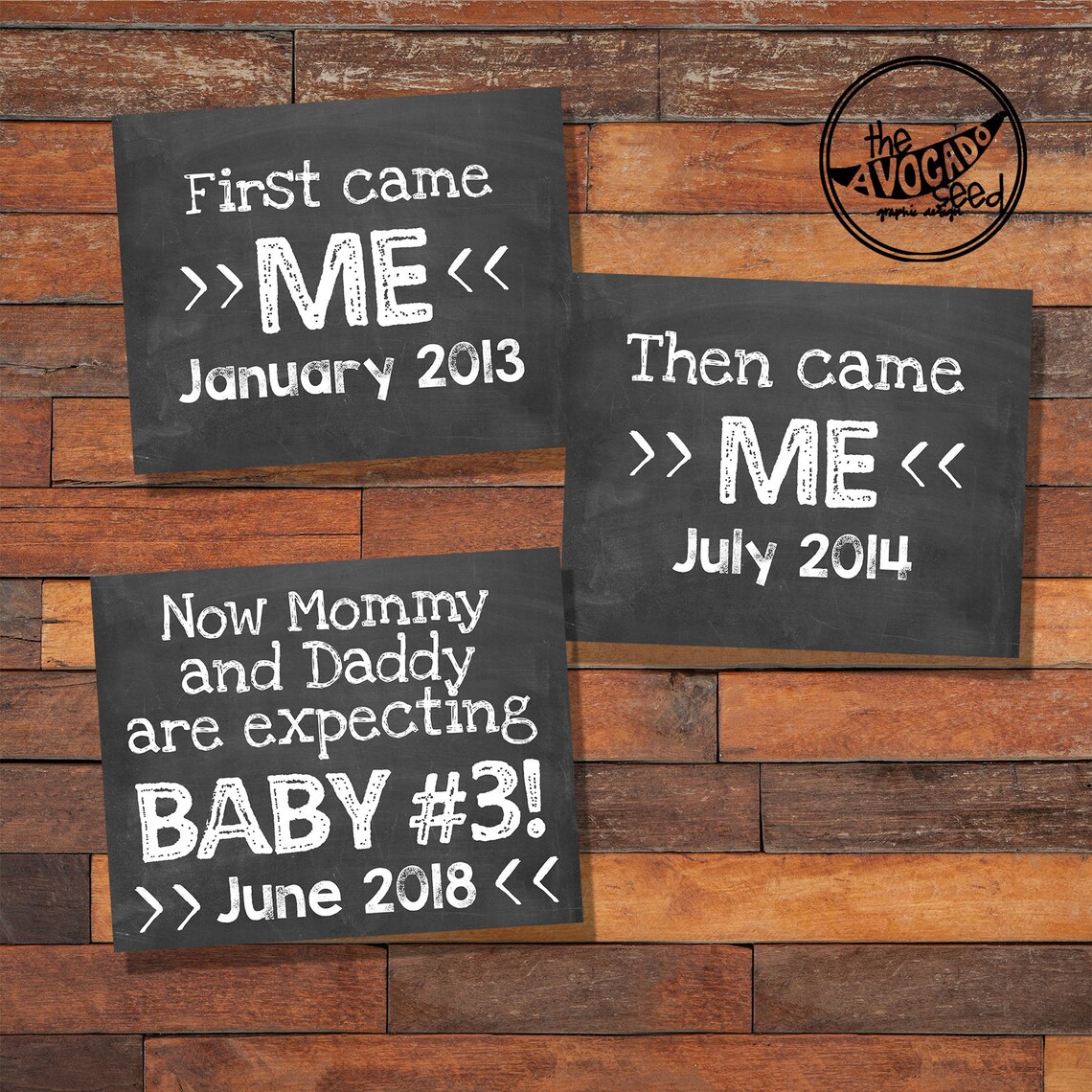 Baby Number 3 Pregnancy Announcement Baby 3 Printable DIY - Etsy