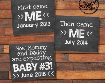 Baby Number 3 Pregnancy Announcement - Baby #3 - Printable DIY printing on white cardstock or paper