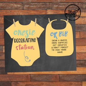 Onesie or Bib Decorating Station - Baby Shower Sign - DIY Printing - INSTANT DOWNLOAD - 2 Sizes