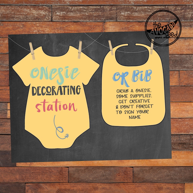 Onesie or Bib Decorating Station Baby Shower Sign DIY Printing INSTANT