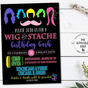 Girls Night - Wig or Stache Bash - Prints or Digital File