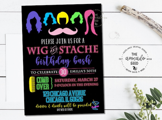 Girls Night Perruque Ou Stache Bash Estampes Ou Fichier Etsy France