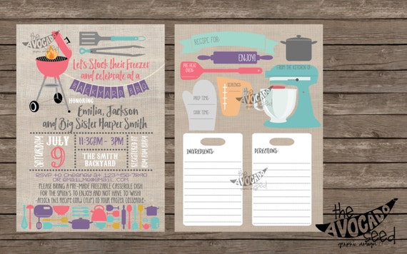 Stock the Freezer, Backyard BBQ (any event!) including Recipe Card - DIY Printing or Professional Prints