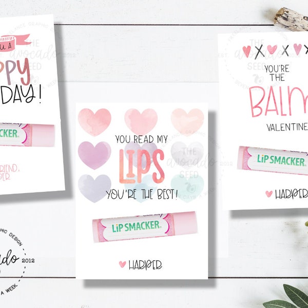 Lip Smackers Chapstick Valentines -  Instant download (see description for prints)