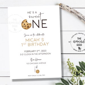 Milk and Cookies Birthday Party Invitation - DIY Printing or Professional Prints