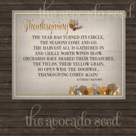 Thanksgiving Poem Printable Art For Display Instant Download In.