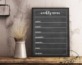 Weekly Menu Digital File - DIY Printing Only ANY Size. (printable)