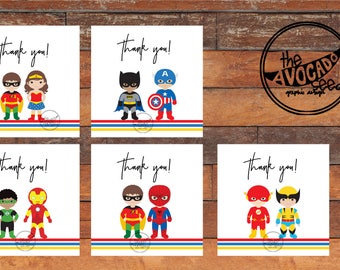 Superhero Favor Tags 3x3" - DIY Printing - INSTANT DOWNLOAD