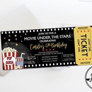 Movie under the Stars (or indoors - text can be updated!) - Movie Ticket Invitation